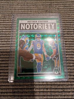 2025 Panini Mosaic #7 Matthew Stafford Notoriety Green Mosaic