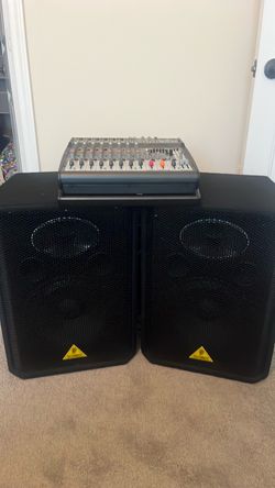 Behringer PA Speakers with Mixer