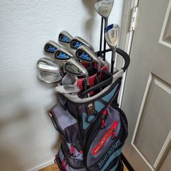 Complete 13-Piece Adams & Tour Edge Golf Set: Driver, Fairway, Hybrid, Irons, Wedges, Putter & Bag!