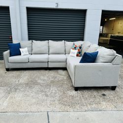 Gray Sectional Sofa Couch 