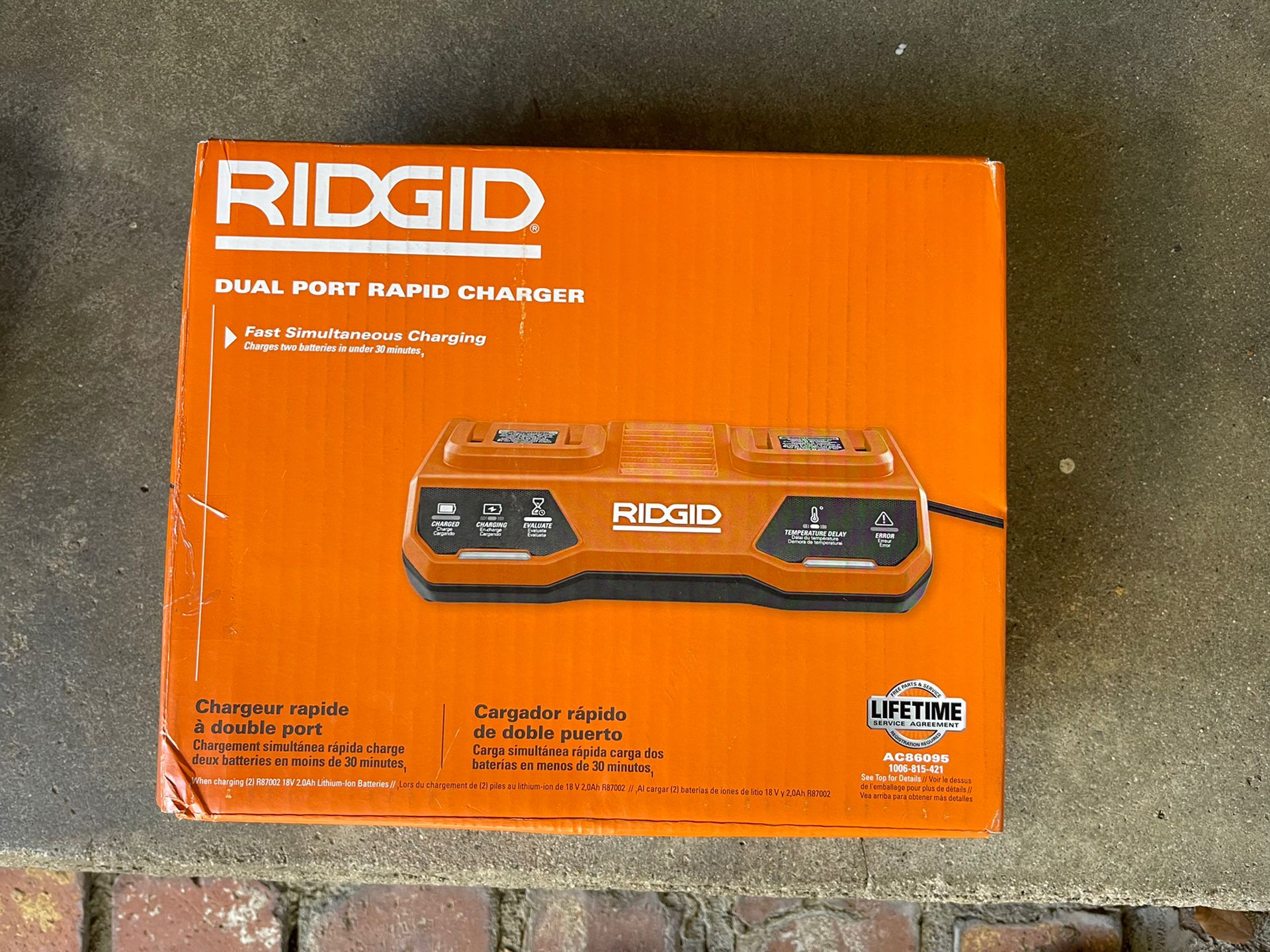 ridgid dual rapid charger 30 Minutes