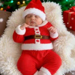 nfant Santa Claus 3-Piece Christmas Outfit Top, Pants & Hat I have three sizes