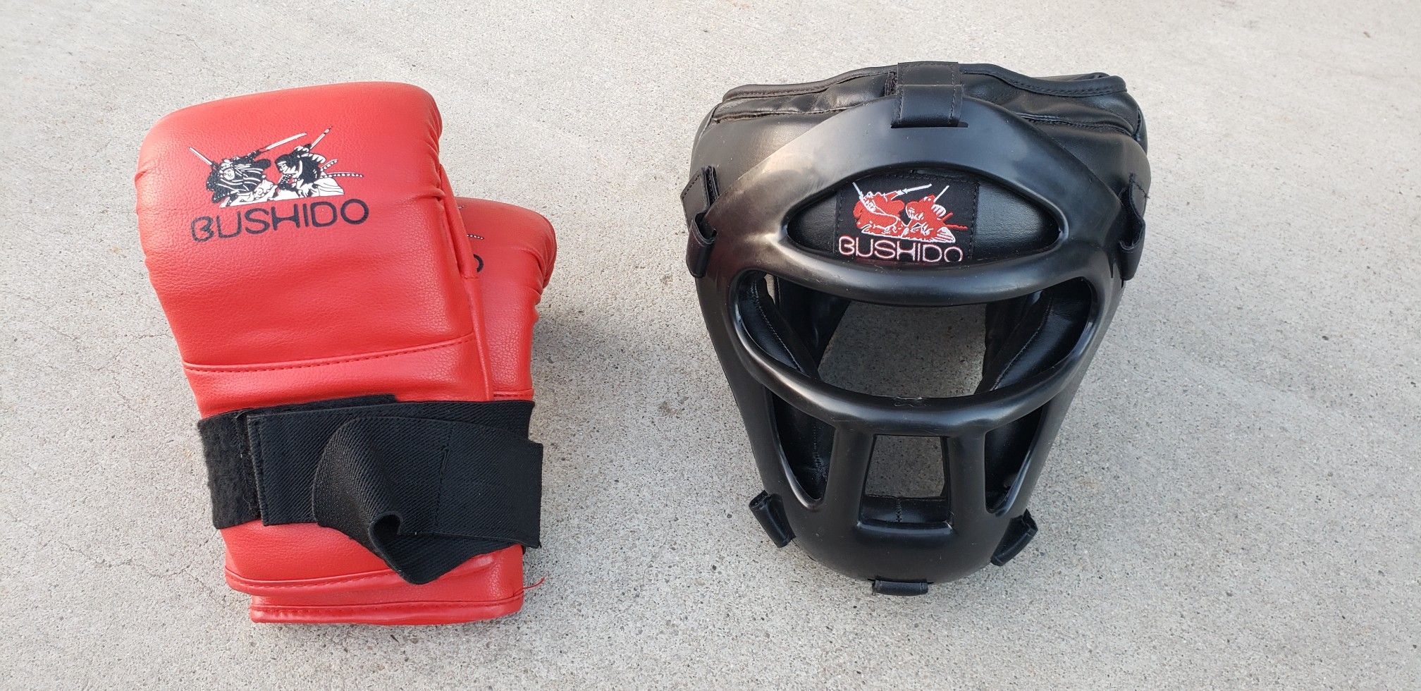 Bushido Martial Arts Gear Head Gear (small) gloves (medium)
