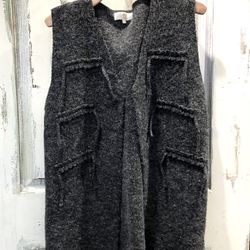 Charcoal Grey Boho Cardigan Vest Size L