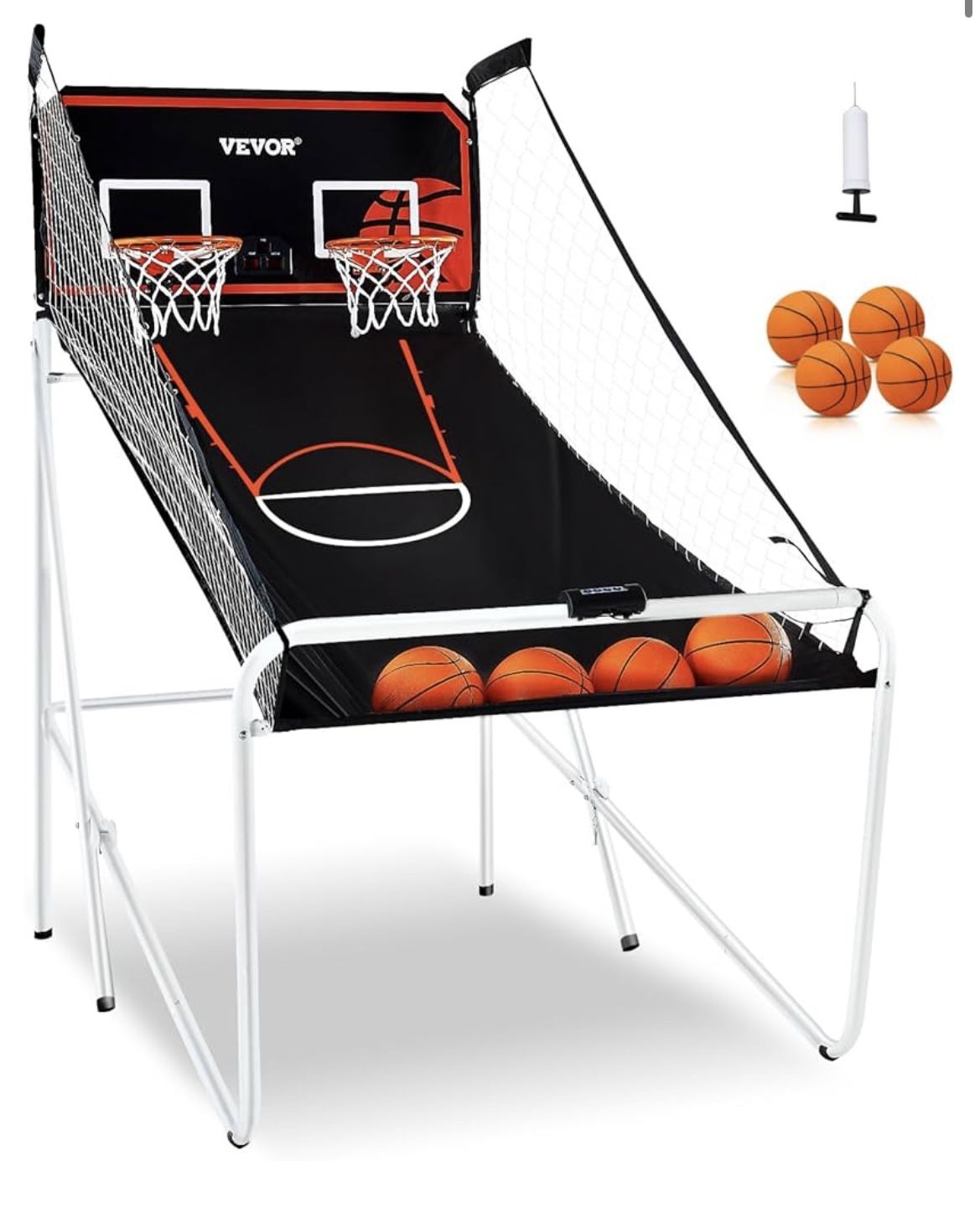 VEVOR Foldable Basketball Arcade Game, 2 Player Indoor Basketball Game, Home Dual Shot Sport with 4 Balls, 8 Game Modes, Electronic Scoreboard, and In