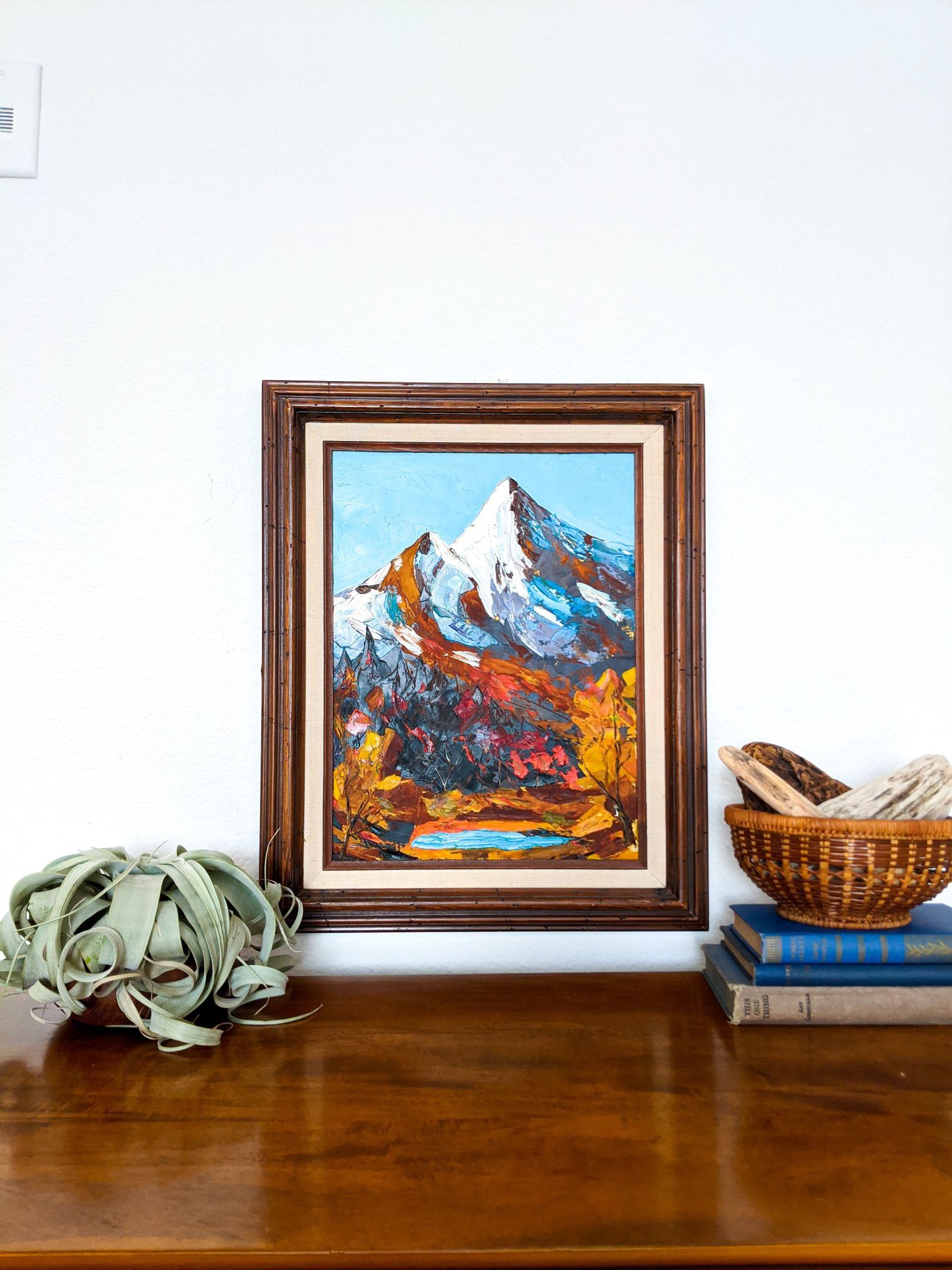Vintage Fall Mountain Oil Painting
