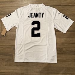 Men’s Raiders Ashton Jeanty White Stitched Jersey, S To 3Xl 