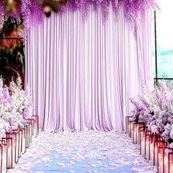 2 Panels Light Purple Backdrop Curtain, 10 X 10 Feet Background Curtains For Parties, Weddings, Baby Showers, Bachelorette Halloween, Christmas Birthd
