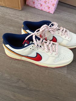 Nike Dunk Low White Red Navy Sneakers SZ 12