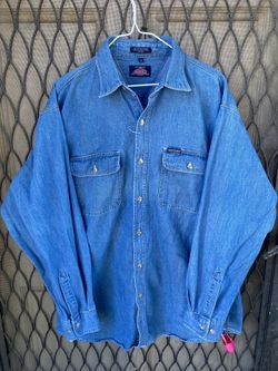 DICKIES  Authentic Long sleeve Denim Button Down Shirt men’s size Large