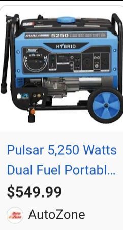 Pulsar 5250 Dual Fuel Generator