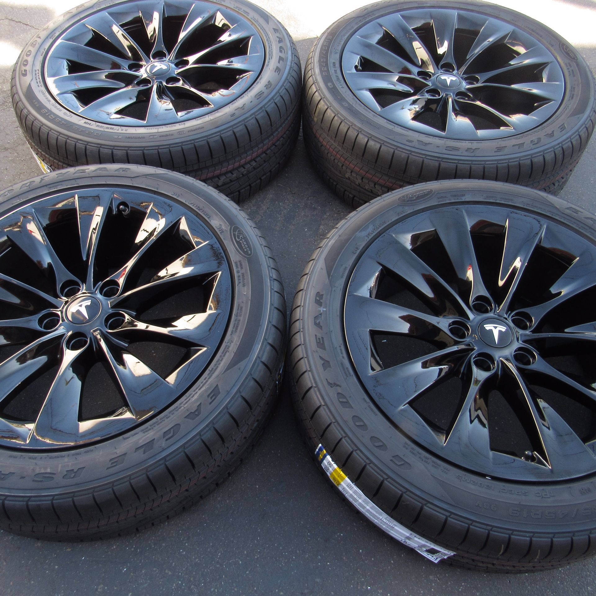 19” oem Tesla Model S factory wheels 19 inch gloss black rims Tesla s ...