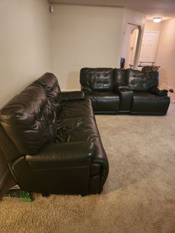 Dark Brown Leather Sectional Sofa Set