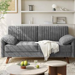 Assembled 64.5" Loveseat Sofa, Chenille Loveseat Couch for Living Room, 23.2" Deep Seat Love Seat with Padded Arms, Comfy Modern Small Couches for Bed
