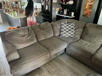 Gray Fabric L-Shaped Sectional Sofa