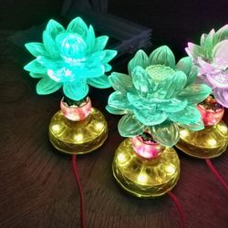 Flower Gold Style  Budda Lamp Set  