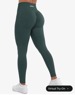 AUROLA Influence Workout Leggings for Women, Seamless Compression Tummy Control Leggings Mid Rise Yoga Pants, Eden Green, Small