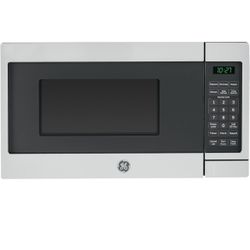 GE Countertop Microwave Oven | 0.7 Cubic Feet Capacity, 700 Watts | Kitchen Essentials for the Countertop or Dorm Room | Stainless Steel