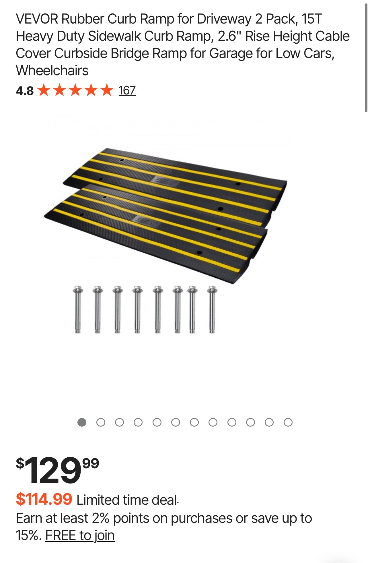 VEVOR Rubber Curb Ramp for Driveway 2 Pack, 