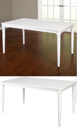 White Dining Table + 6 Black Chairs – Good Condition