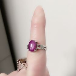 Star Ruby Ring set In 14 White gold ! 