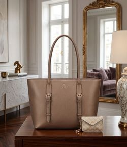 Nine West Metallic Taupe Tote with Matching Card Wallet