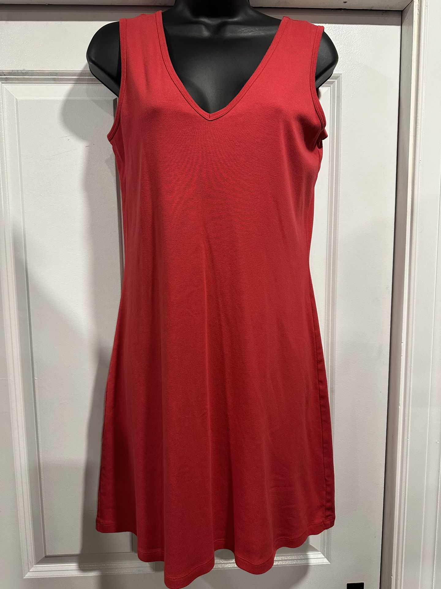 Vibrant Red Sleeveless A-Line Dress - Size Large