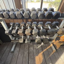 5 Lbs - 45 Lbs Rubber Hex Dumbbells 