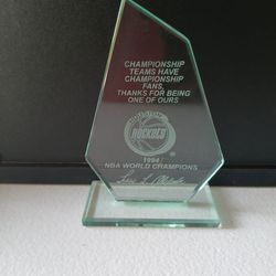 Houston Rockets 1994 NBA Finals Championships Glass Plaque Clear