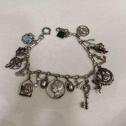 Sterling Silver Vintage Charm Bracelet 