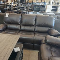 Brown 3 Piece Recliner Set Sofa + Loveseat + Chair