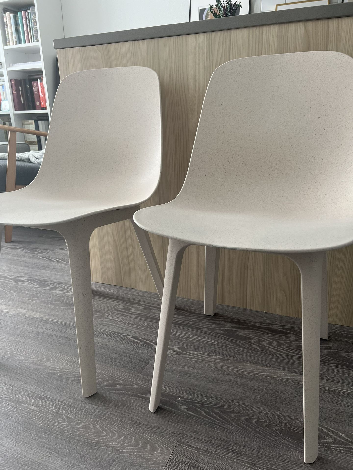 Beige Mid-Century Style Chairs (Pair)