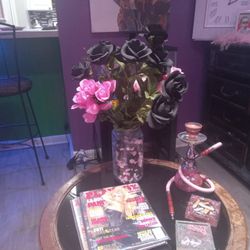 Pretty Fake Realistic Pink And Black Roses 