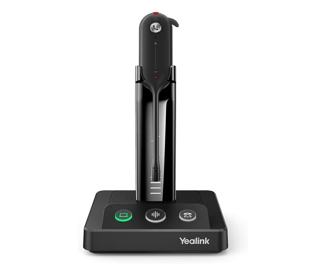 Yealink DECT Wireless Headset WH63,Mono Single Ear Office Headset with Noise Canceling Mic,Work for Computer, Desk Phones,Work with Zoom,RingCentral,A