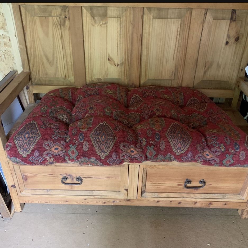 Solid Pine bench - Like New Condition (cushion Is Separate)