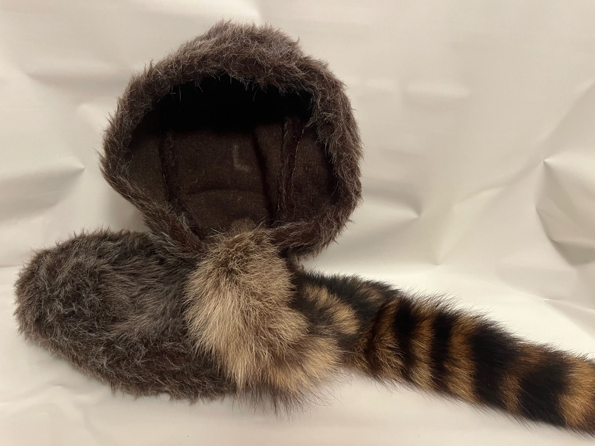 Faux Fur Raccoon Aviator/Trapper Costume Hat Halloween Adult Unisex One Size