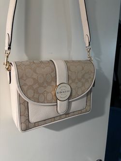 Coach Lonnie signature jacquard crossbody beige cream