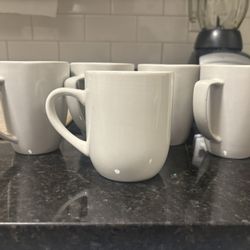 White Ceramic Coffee Mugs(5)
