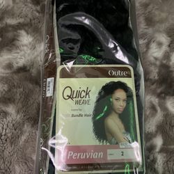 Outre Quick Weave Peruvian Hair – Color 2 (New & Sealed) 