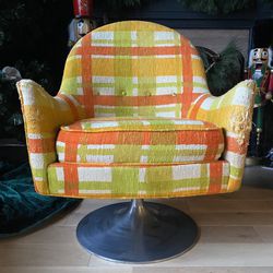mid century modern petite metal tulip base swivel chair