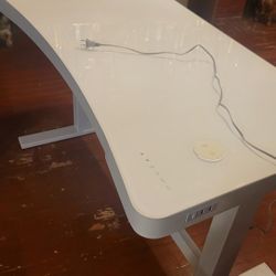 Electerical Hydraulic Desk (White) GLASS TOP