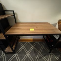 Brown/Black Three Tier Desk