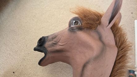 Realistic Horse Head Rubber Mask, for Halloween and Horse Play.