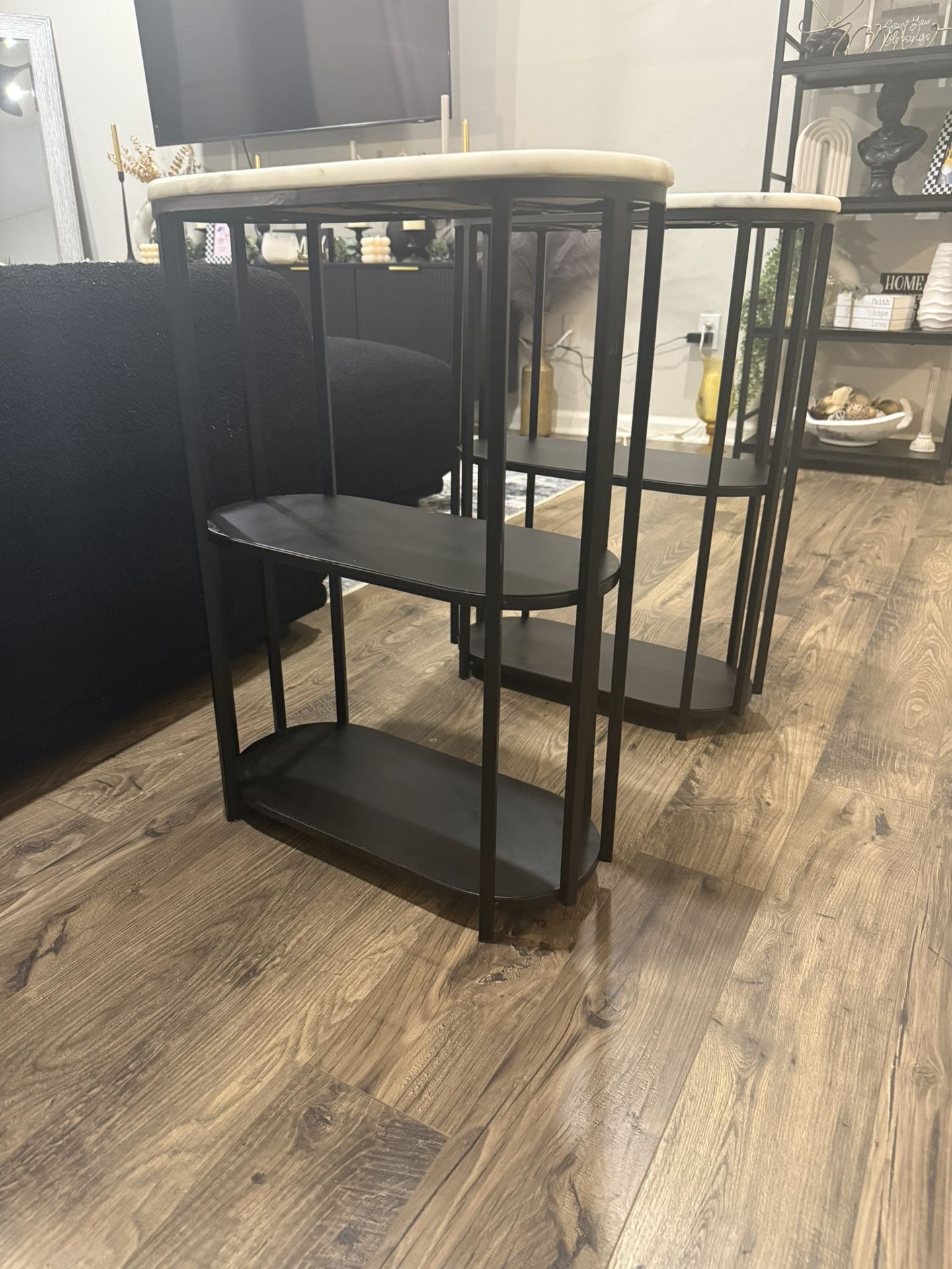 Marble/Black End Tables