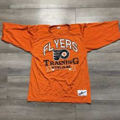 Vintage Philadelphia Flyers Men’s Sz L Shirt Ravens Traning Gear Orange Pullover 