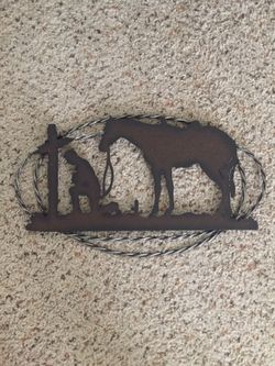 Metal cowboy art decor