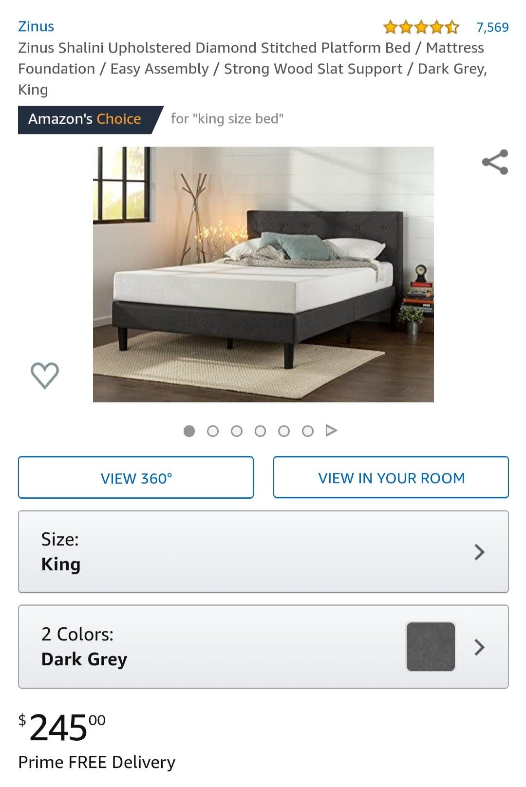 King size bed frame