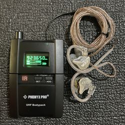 Phenyx Pro PTM-10 Stereo Wireless in Ear Monitor System Bodypack Receiver, Performance with 89 Adjustable Frequencies