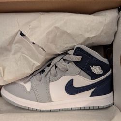 Jordan 1 Mid Toddler Navy-wolf Grey