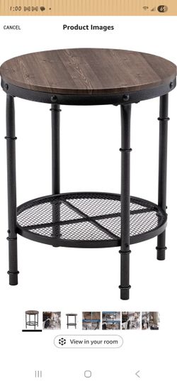 Bonnlo Industrial Round End Table
